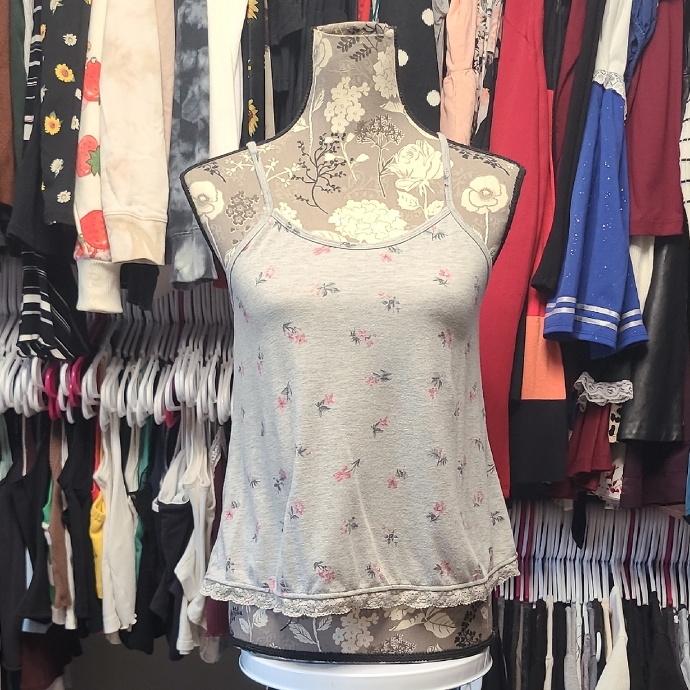 Xhilaration Gray Floral Camisole